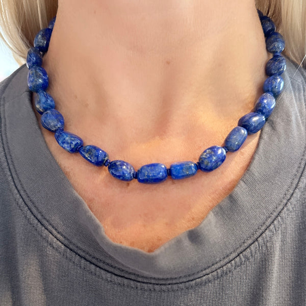 lapis smooth nugget necklace