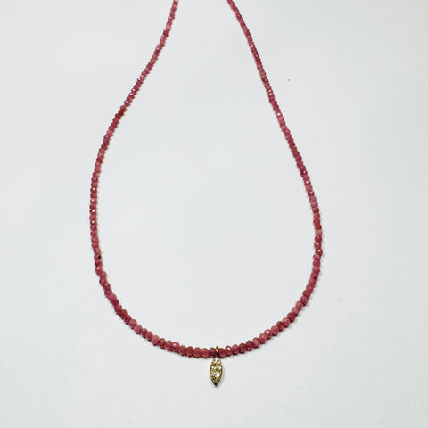 delicate pink sapphire necklace with diamond charm