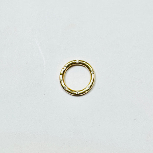 gemstone studded circle gold connector, 12 mm