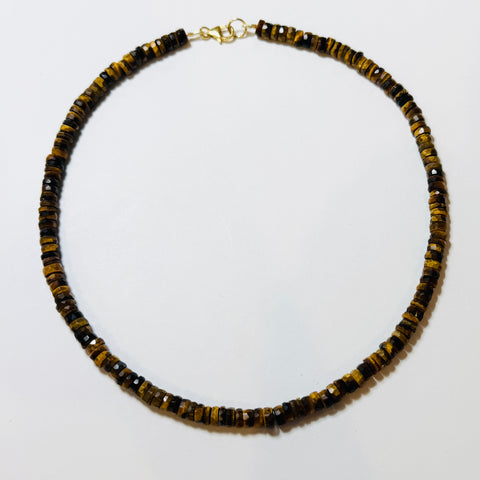 heishi cut tigers eye candy necklace