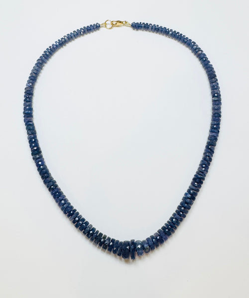 tanzanite heishi necklace with spacers, graduated