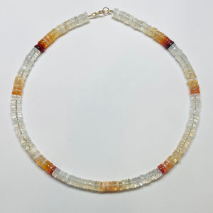 fire opal heishi necklace