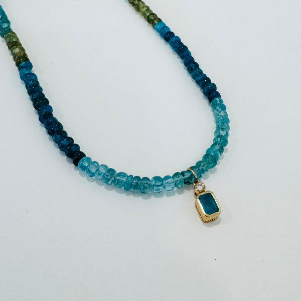paraiba spinal bezel charm necklace