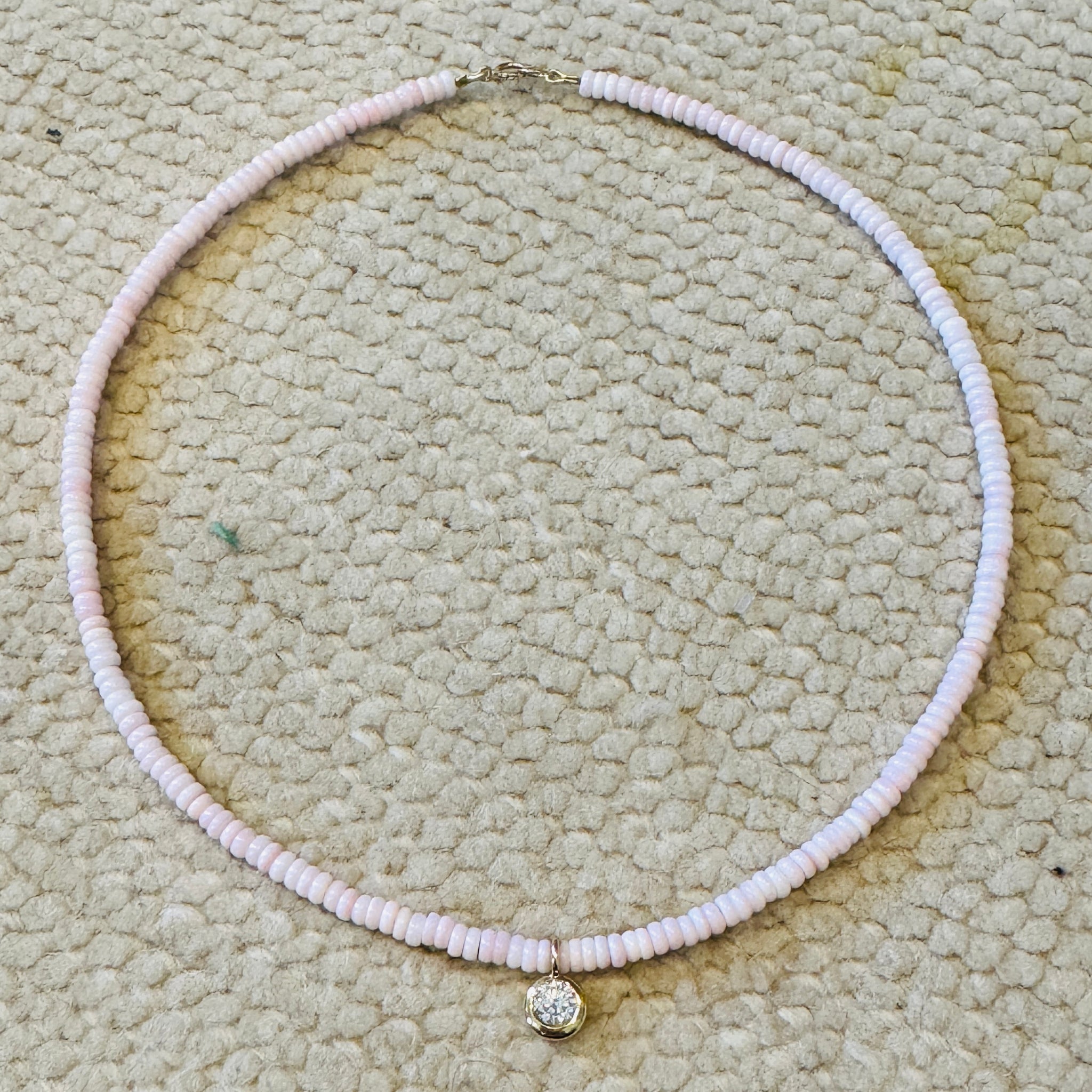 conch necklace with bezel diamond charm