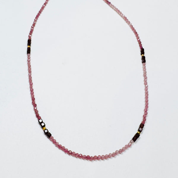 delicate color block necklace, four stations