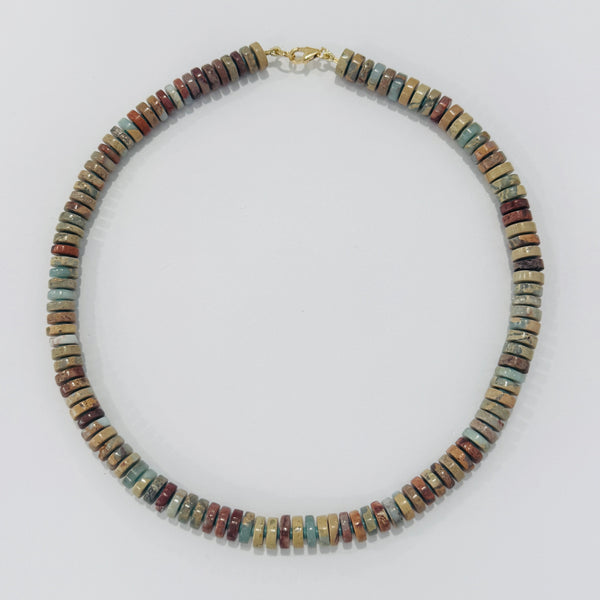 Aqua terra jasper barrel necklace