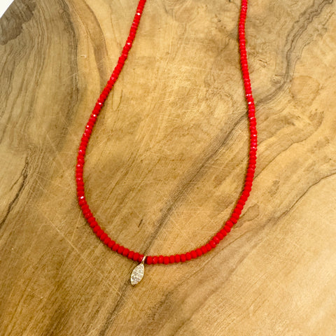 delicate red agate necklace with charm