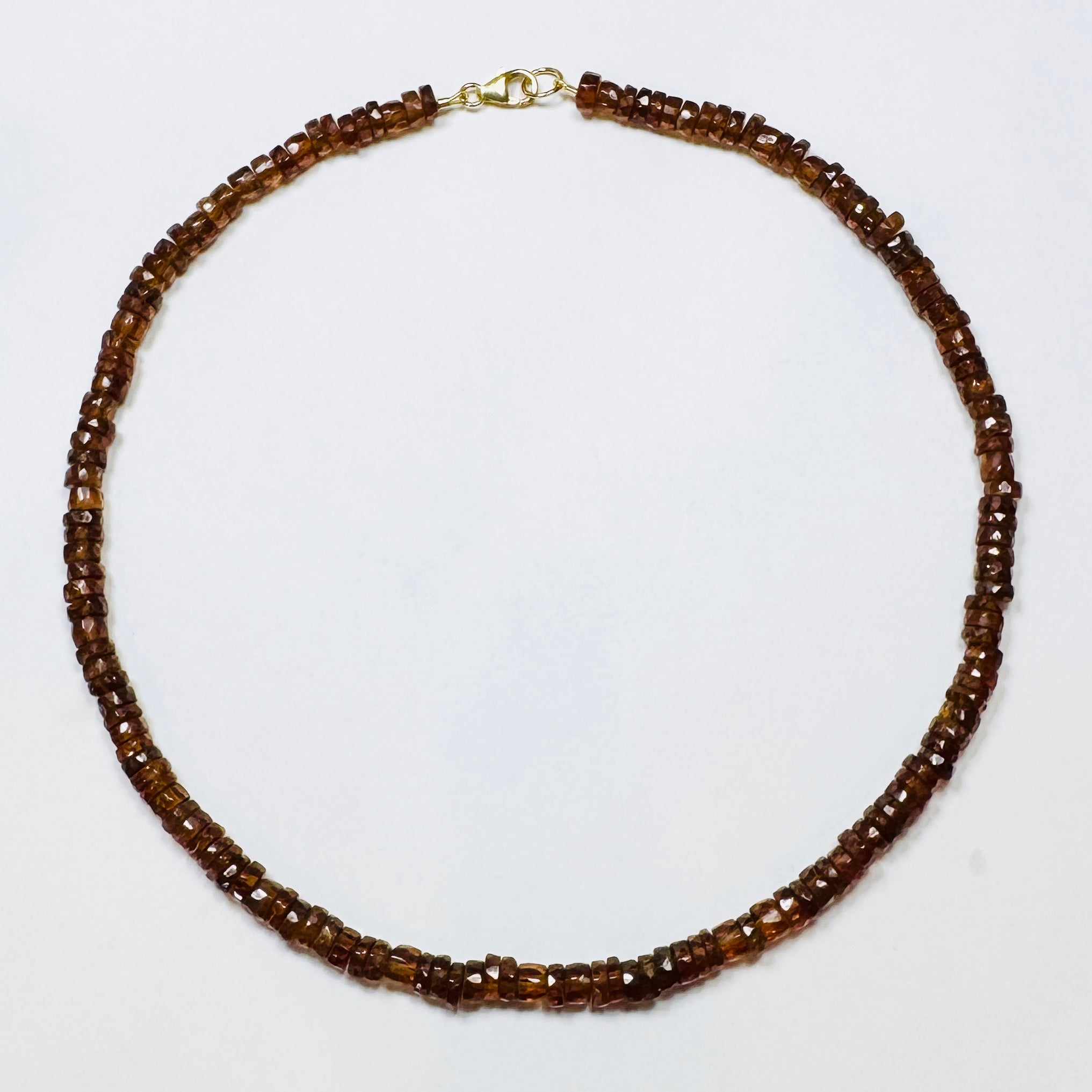 hessonite garnet heishi cut candy necklace