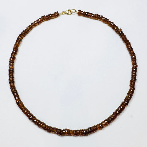 hessonite garnet heishi cut candy necklace