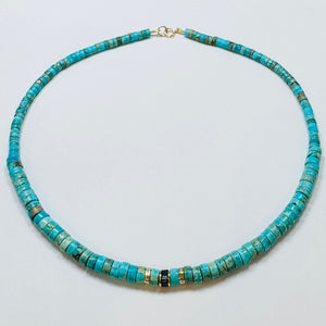 turquoise with diamond and sapphire barrel beads