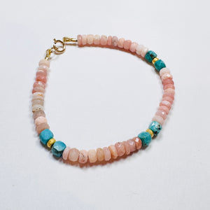 pink opal and turquoise bracelet