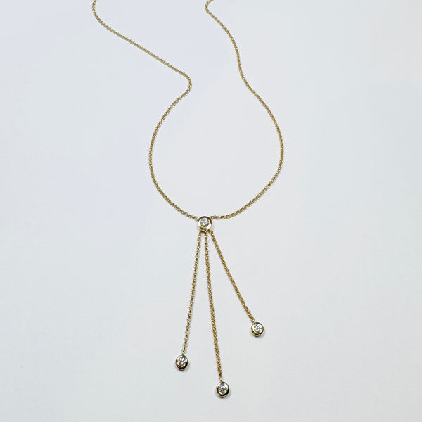 tri-diamond tassel necklace