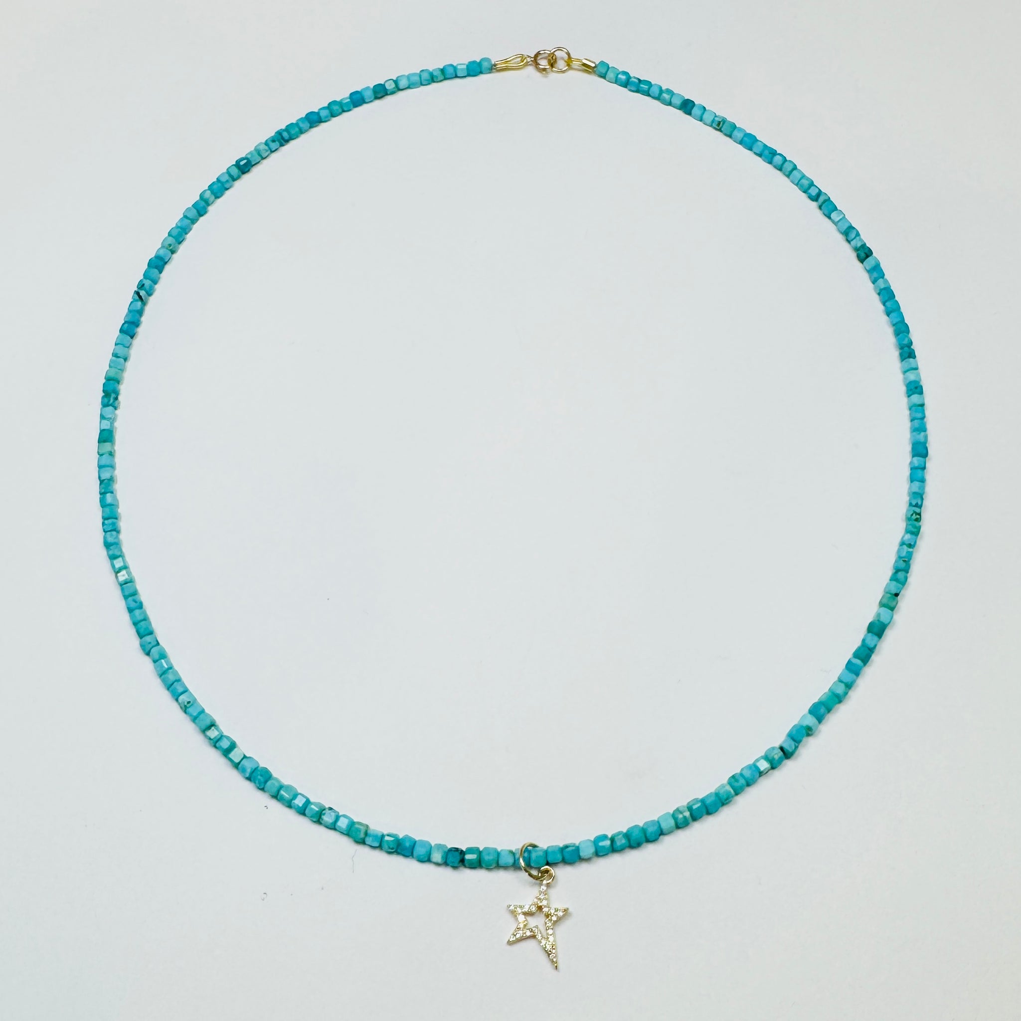 delicate turquoise block necklace with star charm