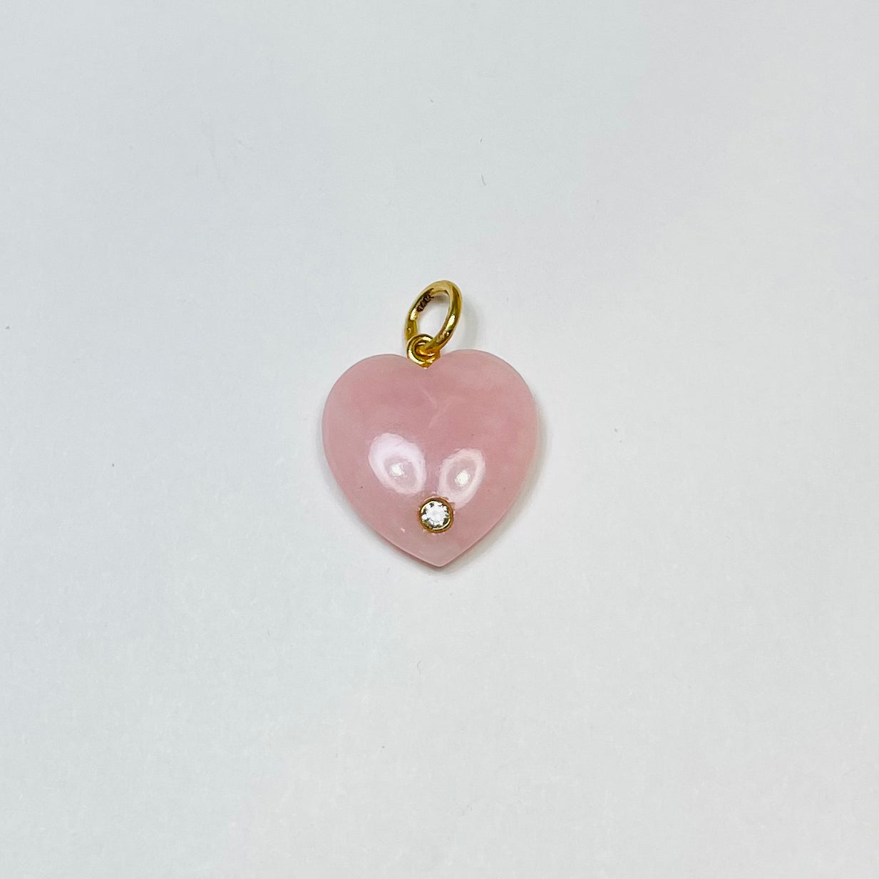 pink opal heart pendant with diamond
