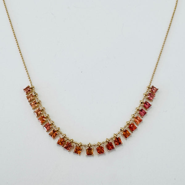 orange sapphire fringe necklace