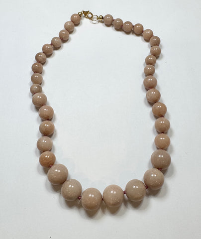 knotted gumball peach agate necklace