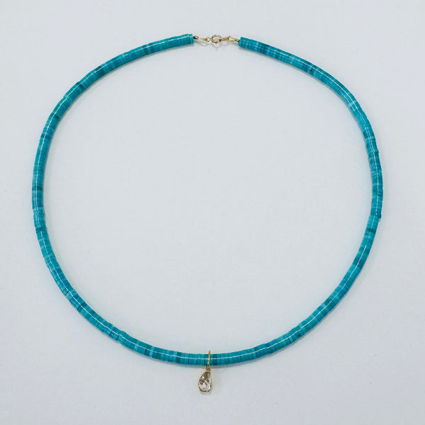 hand cut poki diamond on gemstone chain
