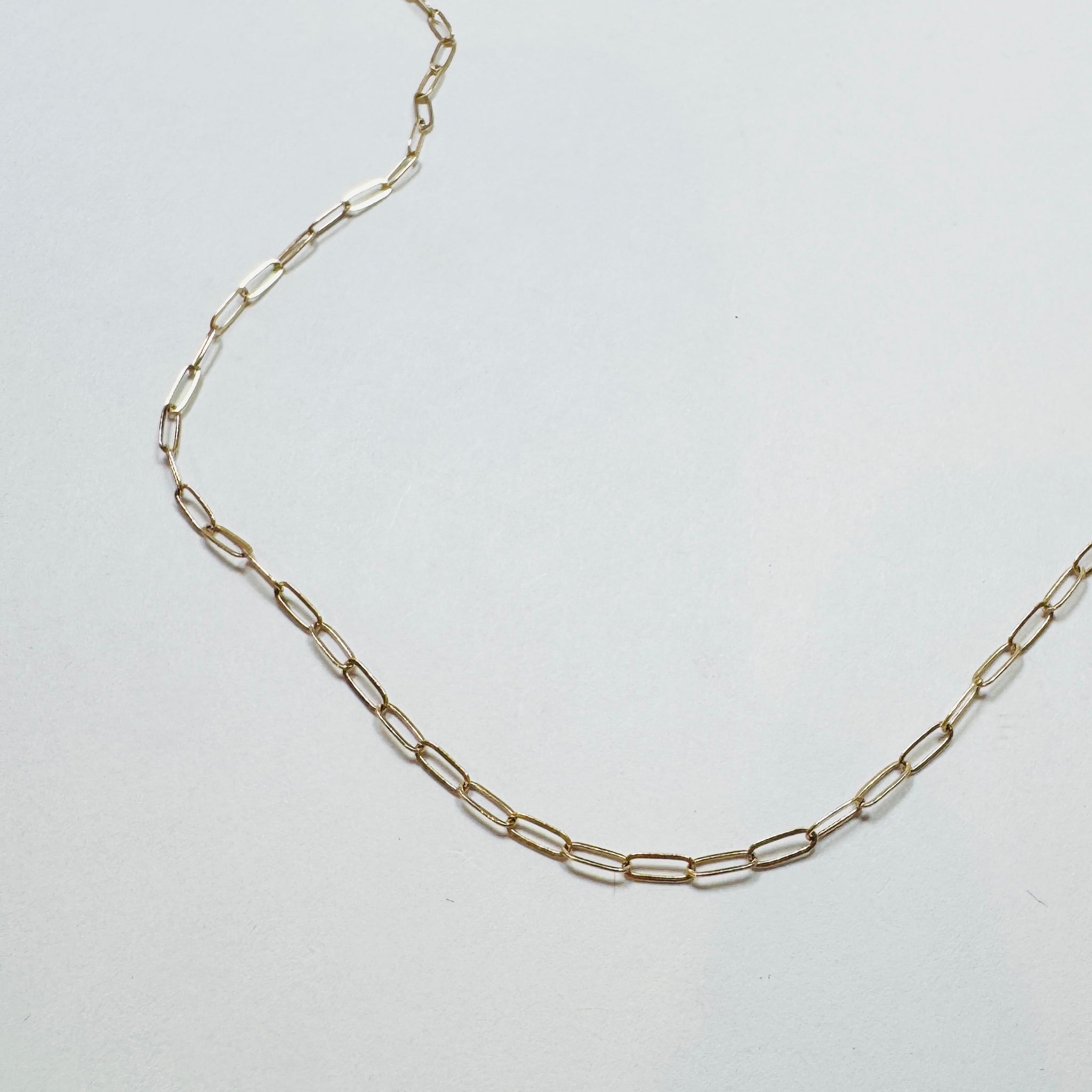 mini paperclip chain, 14k gold 2x5 16 in