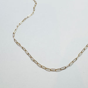 mini paperclip chain, 14k gold 2x5 16 in