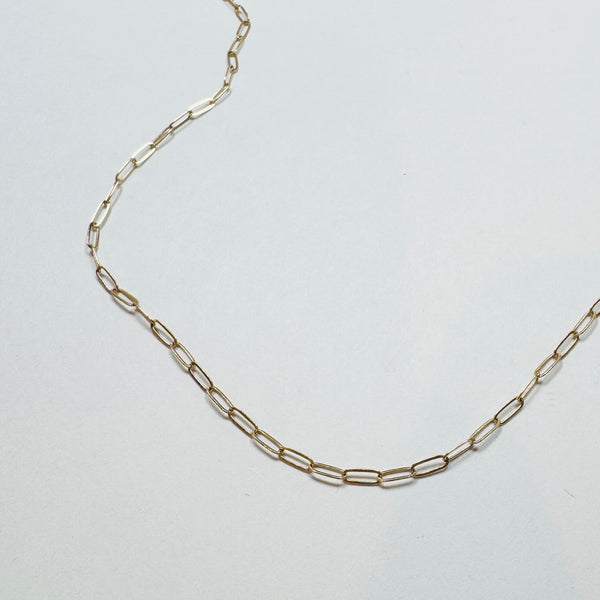 mini paperclip chain, 14k gold 2x5 16 in