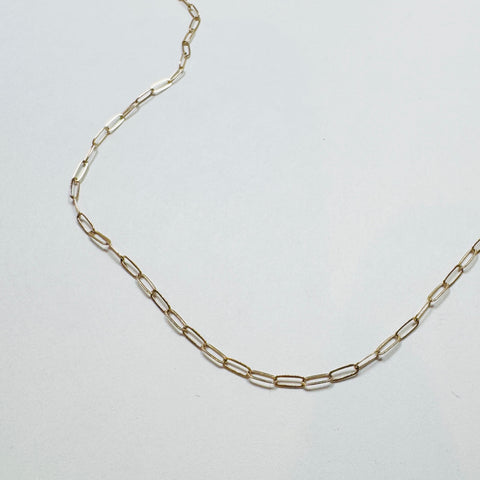 mini paperclip chain, 14k gold 2x5 16 in