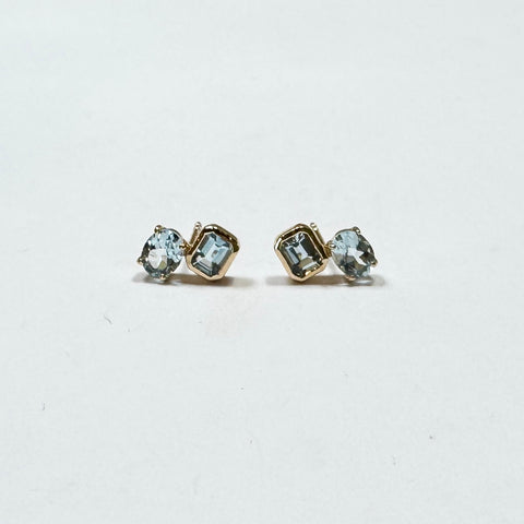 aquamarine cluster studs