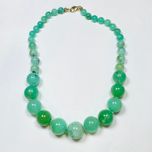 knotted gumball chrysoprase necklace, graduated