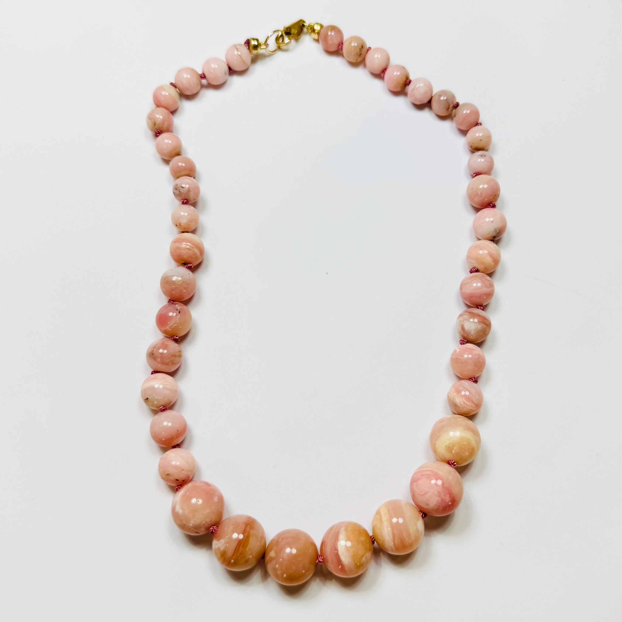 knotted gumball pink opal necklace