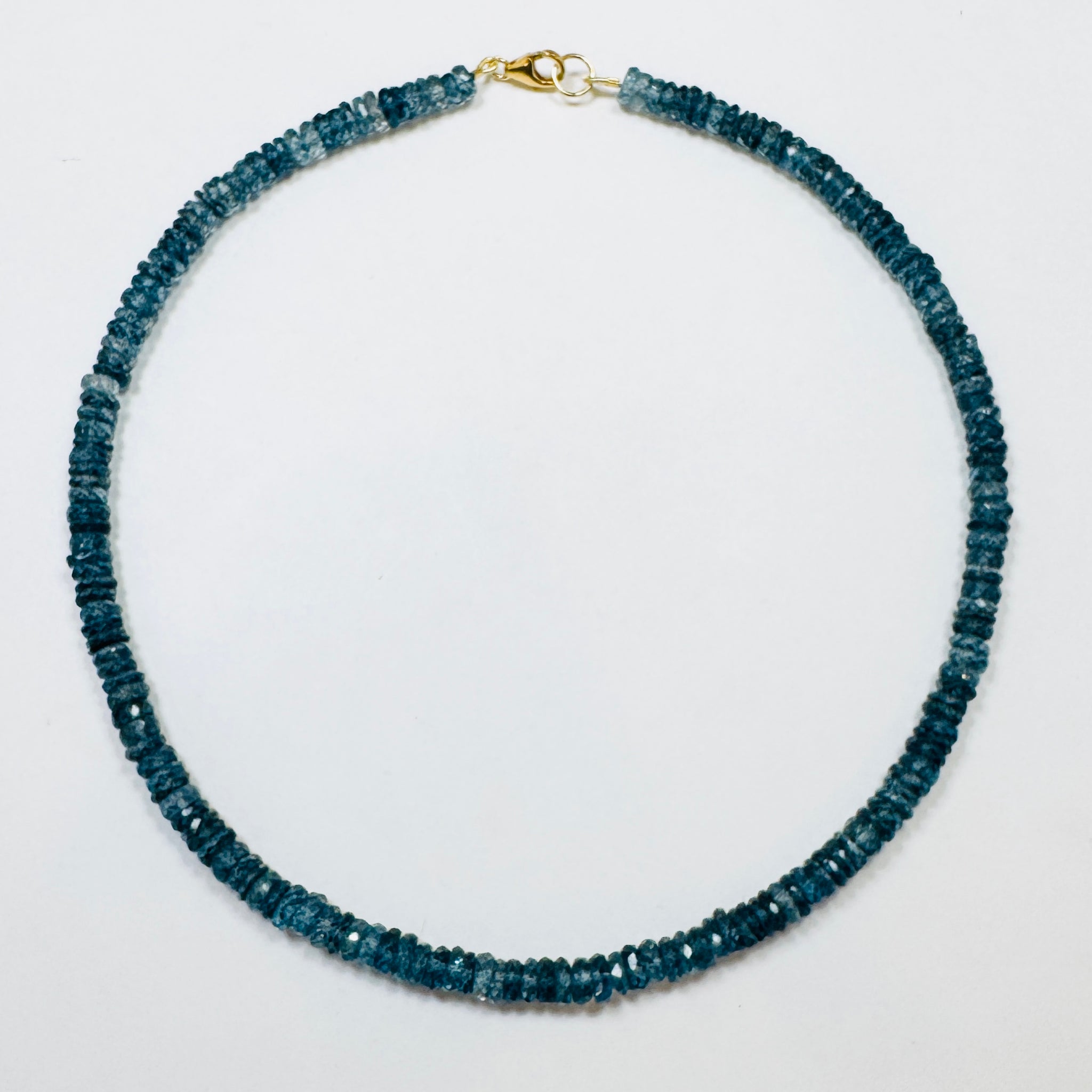faceted peacock blue quartz candy necklace