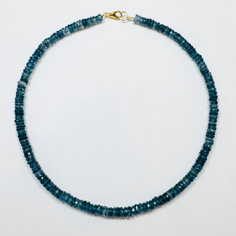 faceted peacock blue quartz candy necklace
