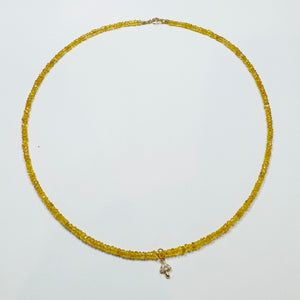 delicate yellow sapphire necklace with mushroom charm