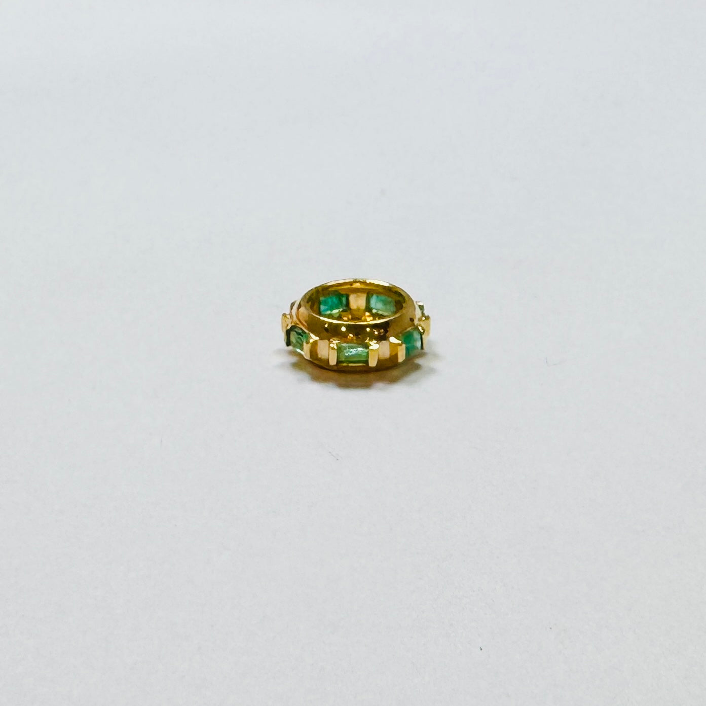 green sapphire bagutte barrel bead charm, 14 mm