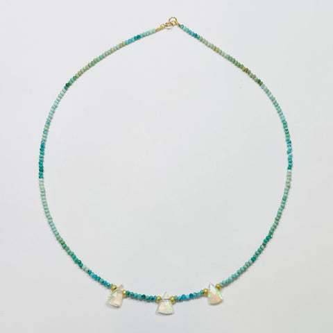 delicate turquoise necklace with triange opals