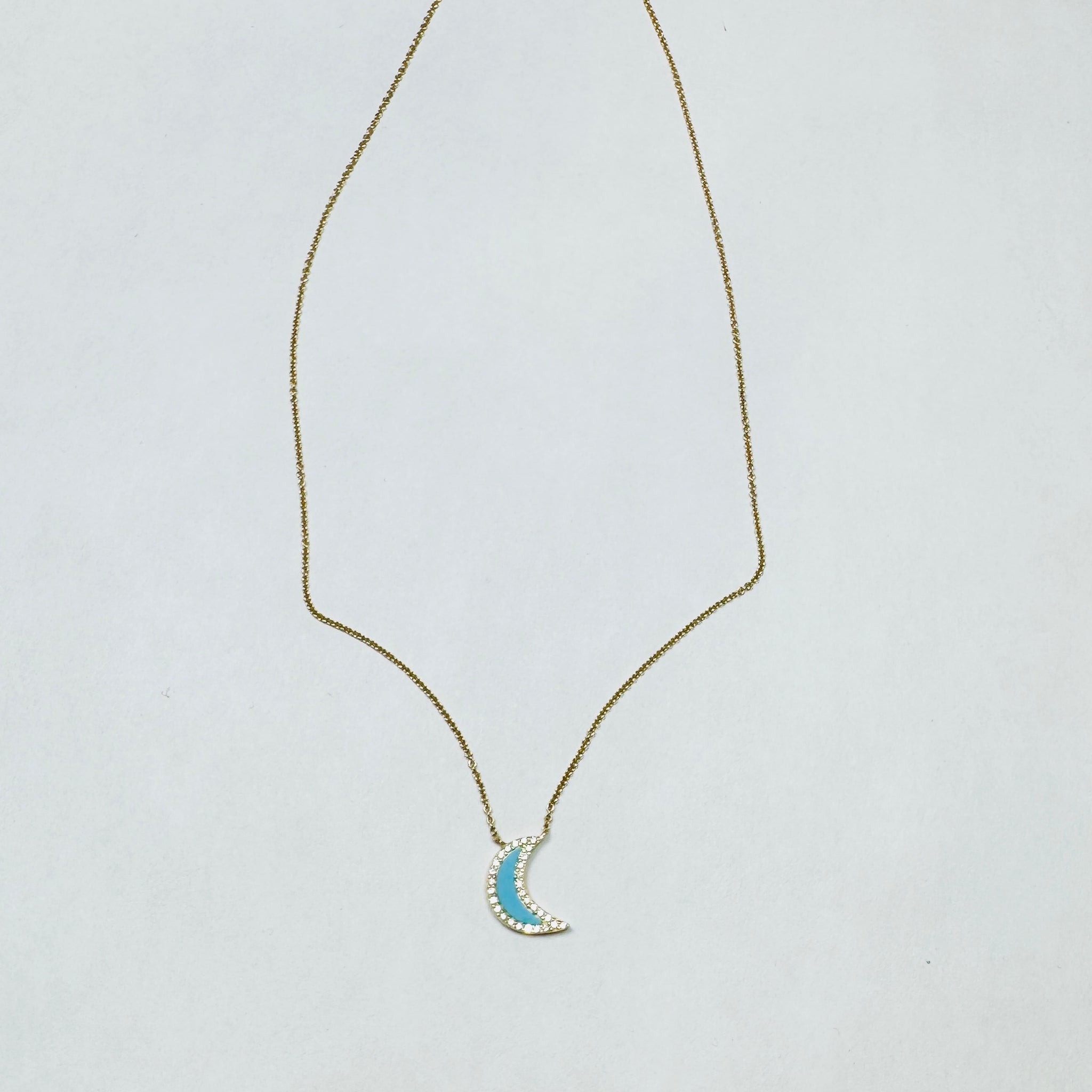 turquoise and diamond moon necklace