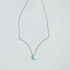 turquoise and diamond moon necklace