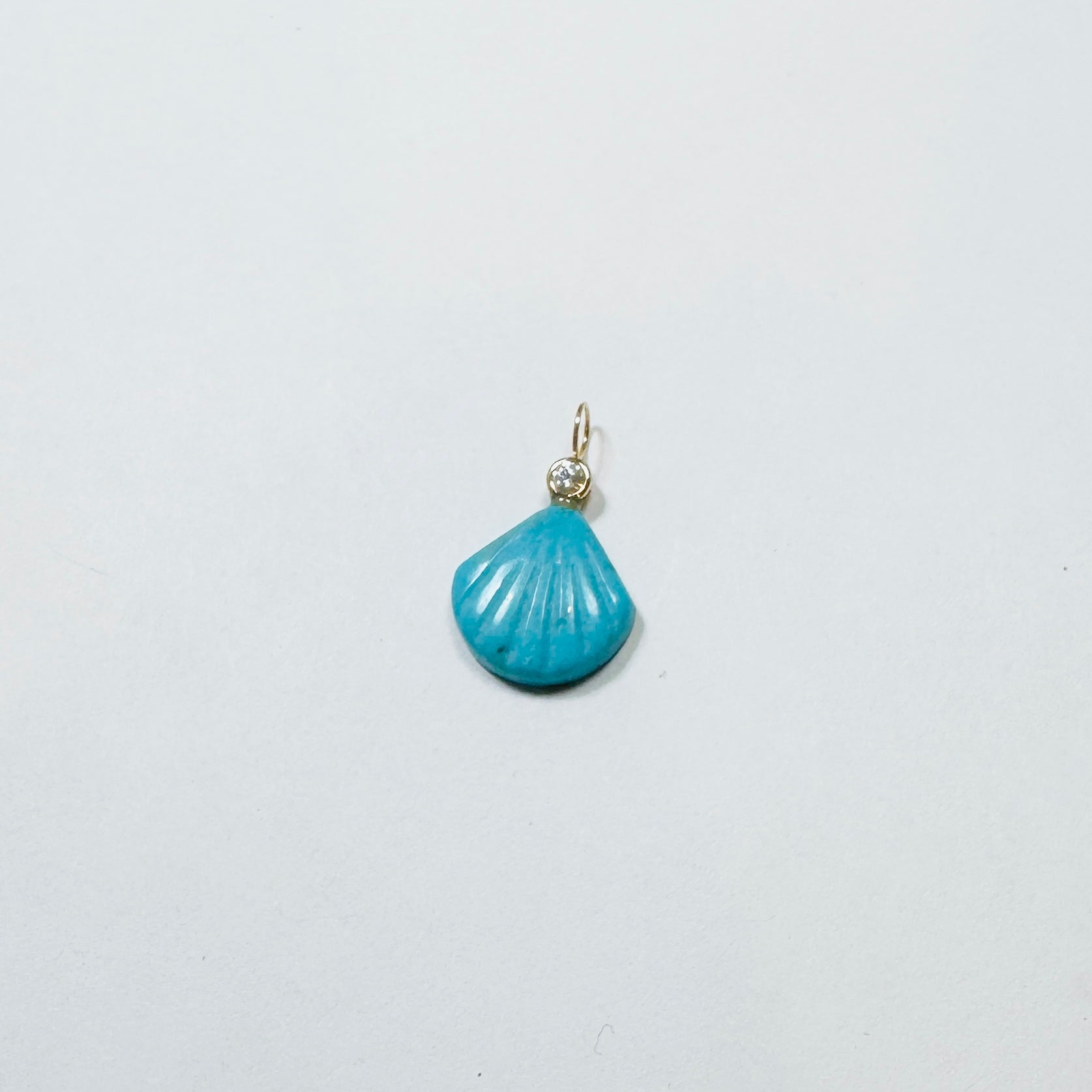 turquoise bezel diamond shell pendant