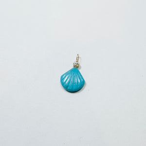 turquoise bezel diamond shell pendant