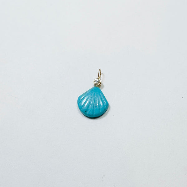 turquoise bezel diamond shell pendant