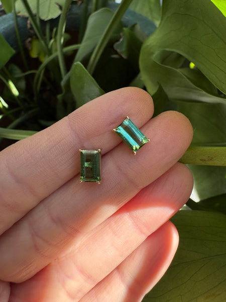 green tourmaline studs