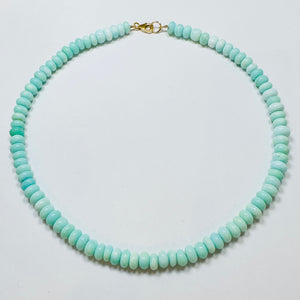 7mm smooth bright peruvian blue opal candy necklace