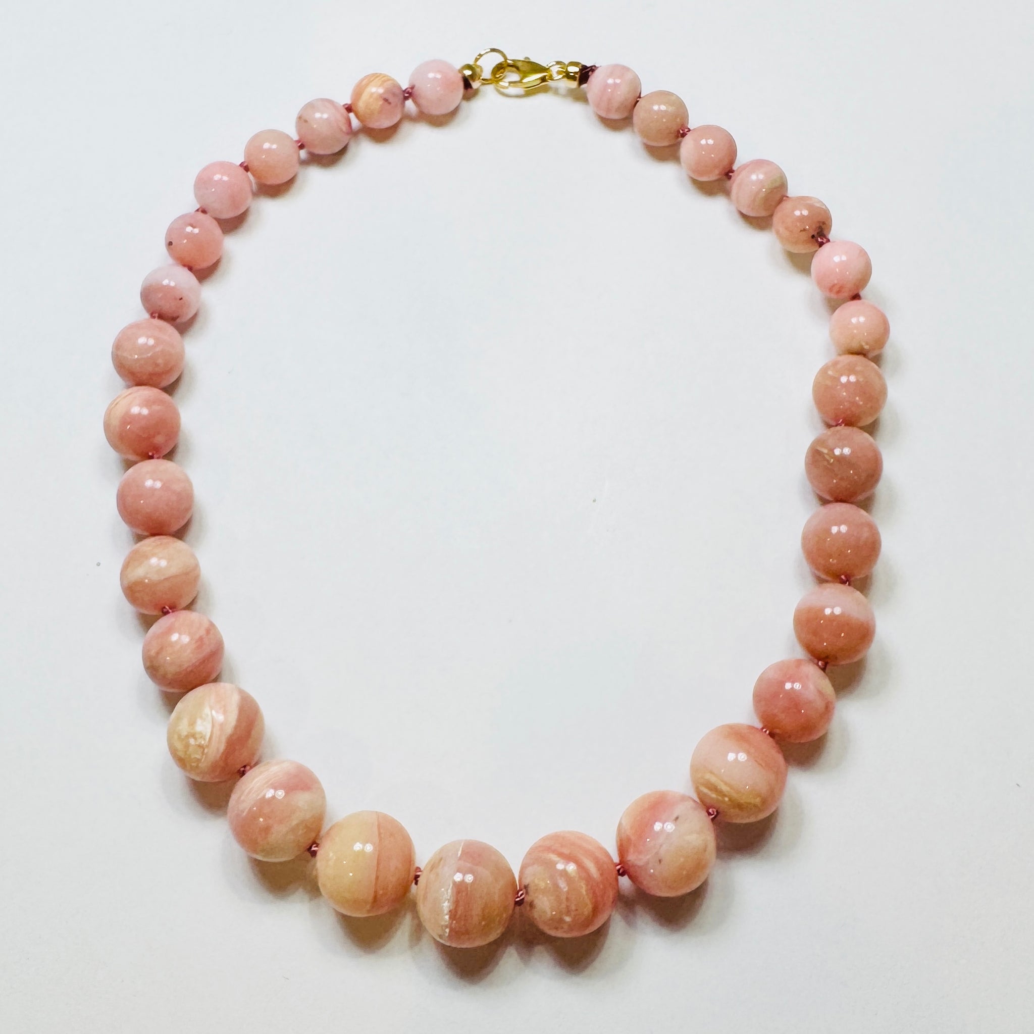 knotted gumball pink opal necklace