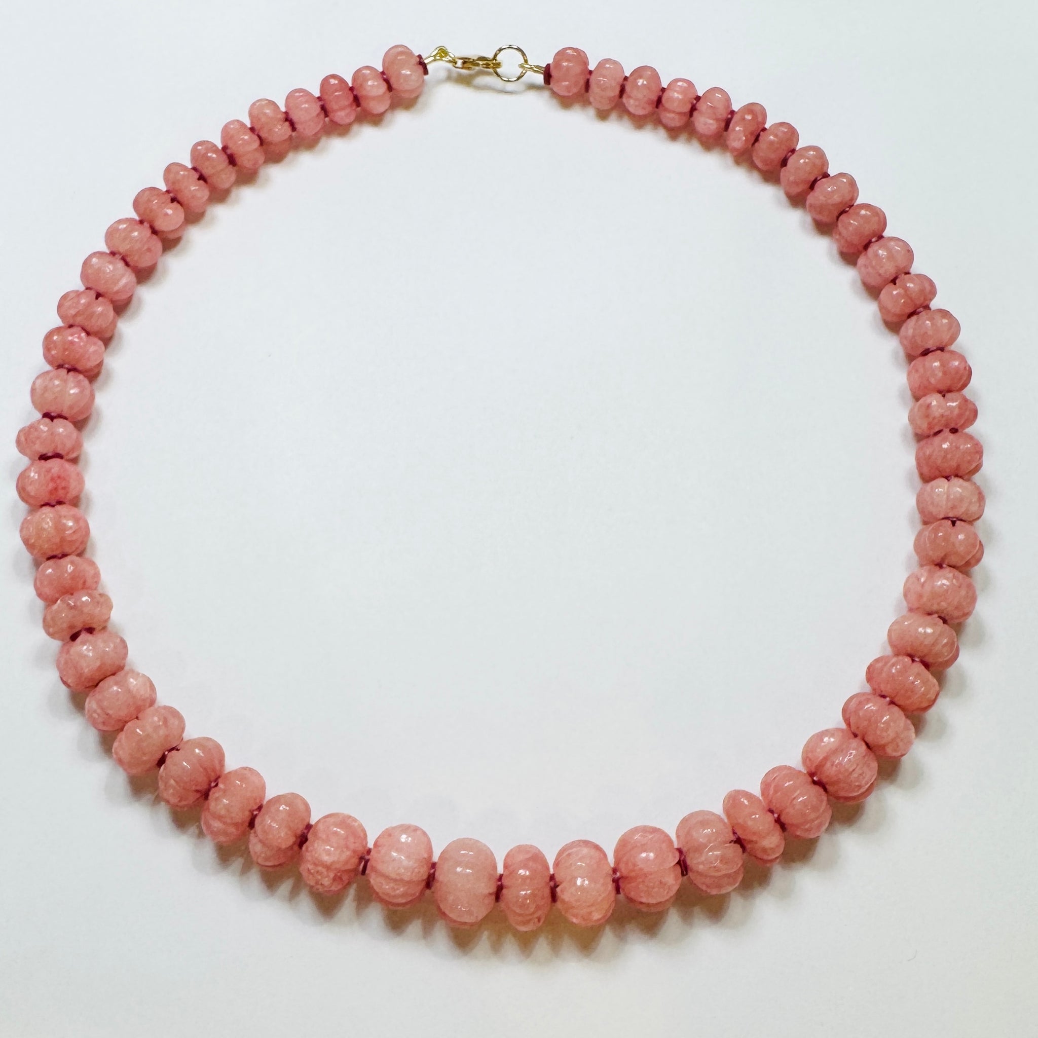 carved pink aquamarine candy necklace