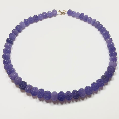 blueberry carved chalcedony candy necklace