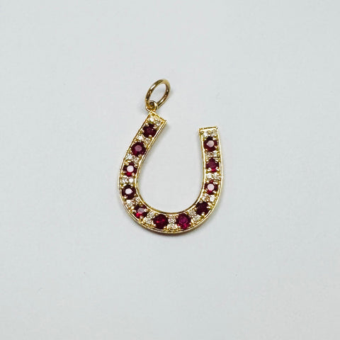 ruby horseshoe pendant, 1 inch