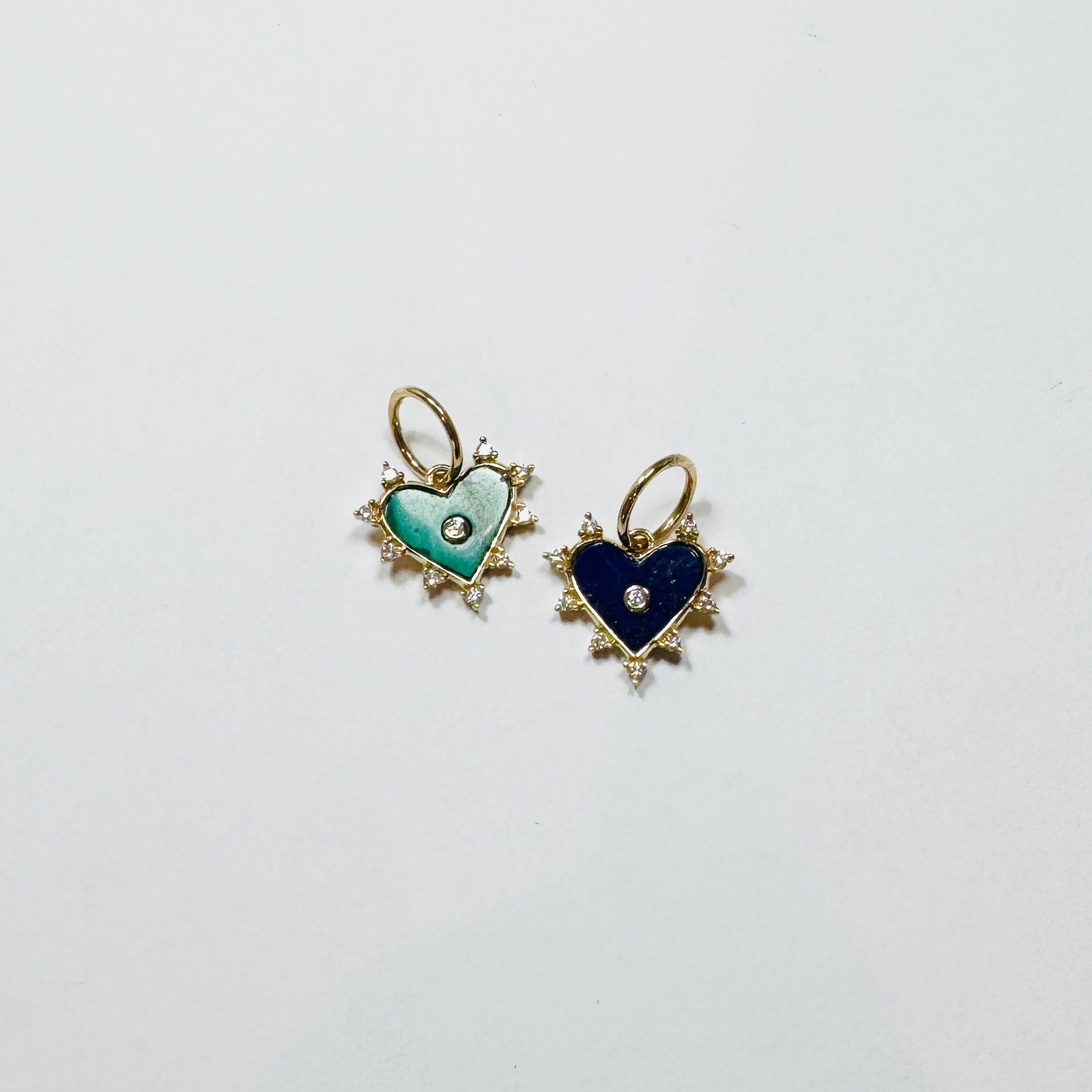small gemstone spike heart charm