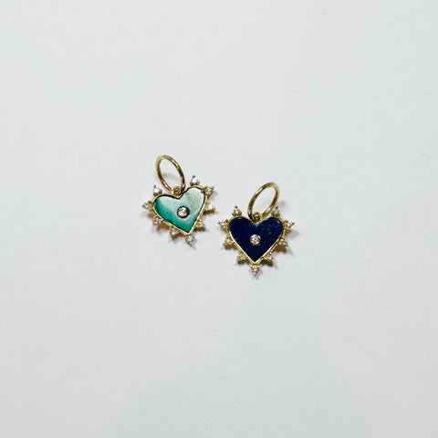 small gemstone spike heart charm
