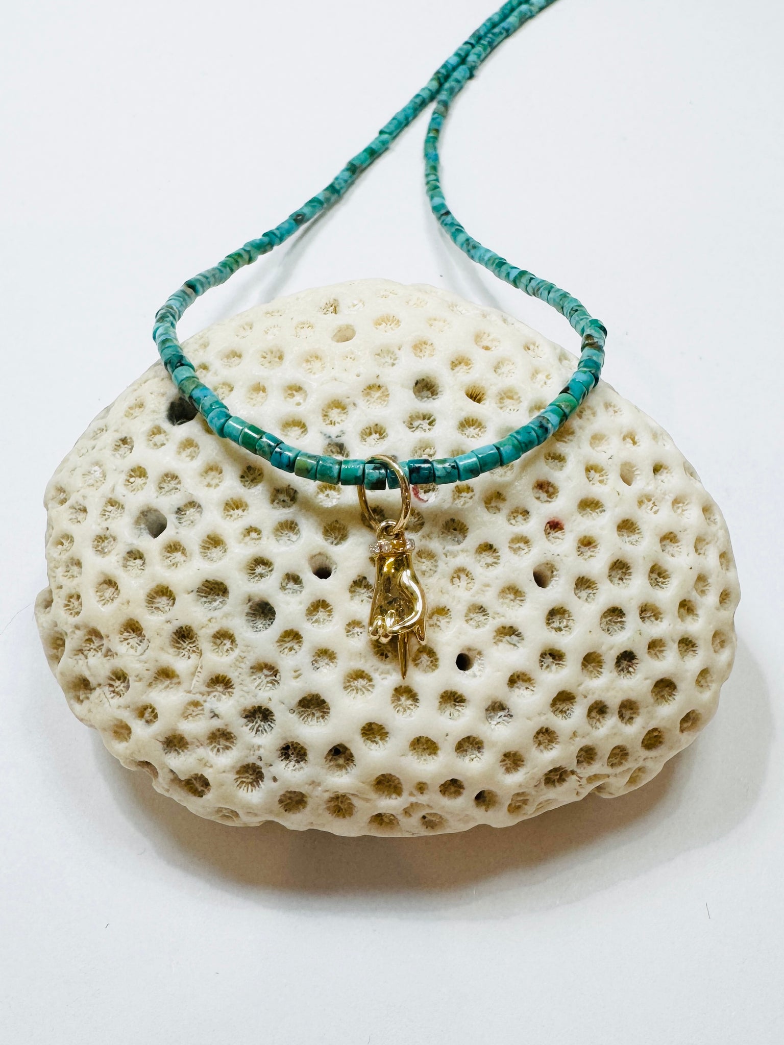 delicate turquoise necklace with FU charm