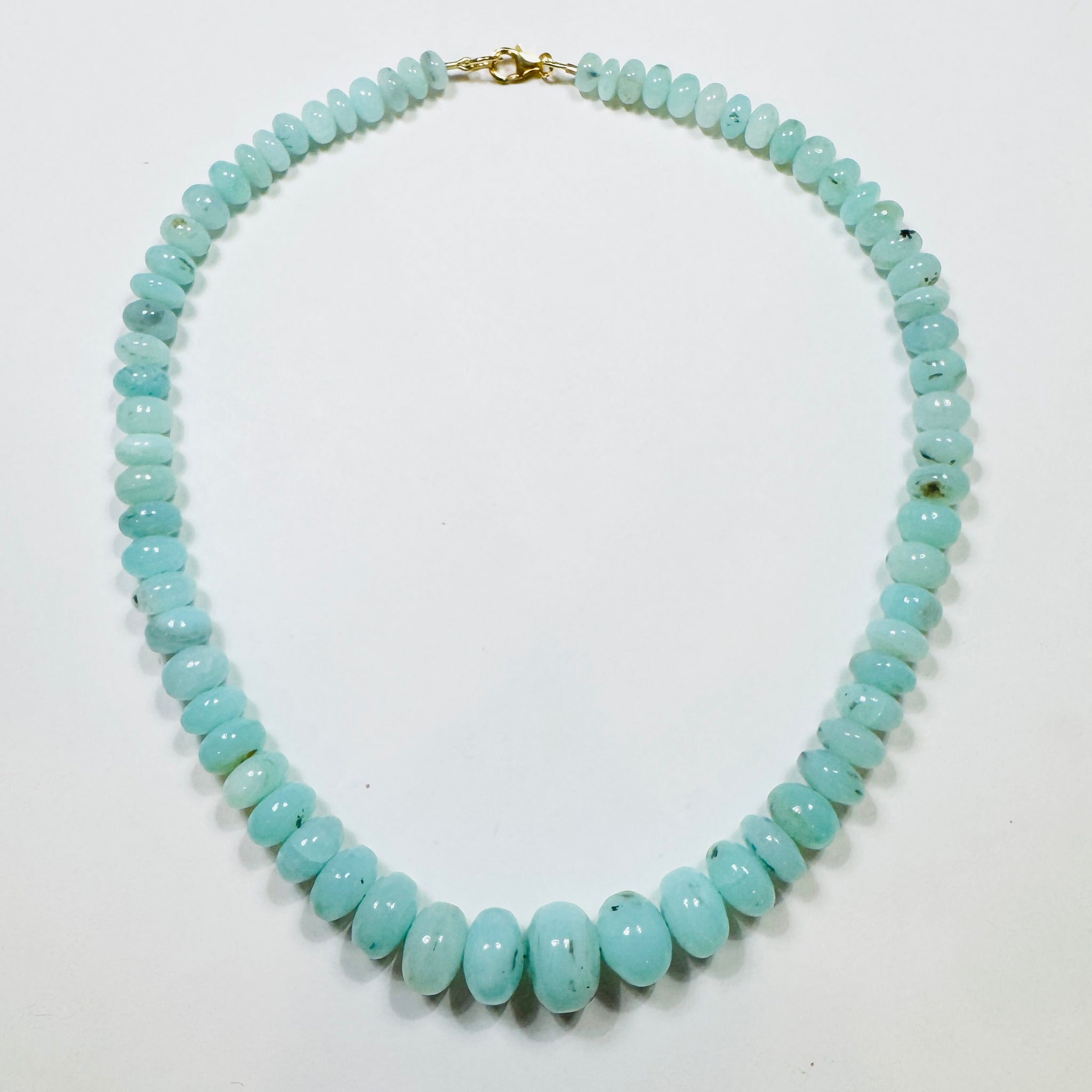Peruvian bright blue opal graduated necklace