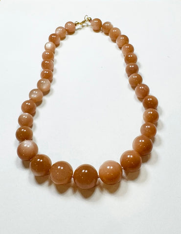 knotted gumball peach moonstone necklace