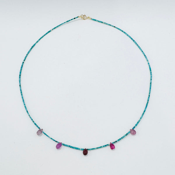 briolette delicate, turquoise and sapphire